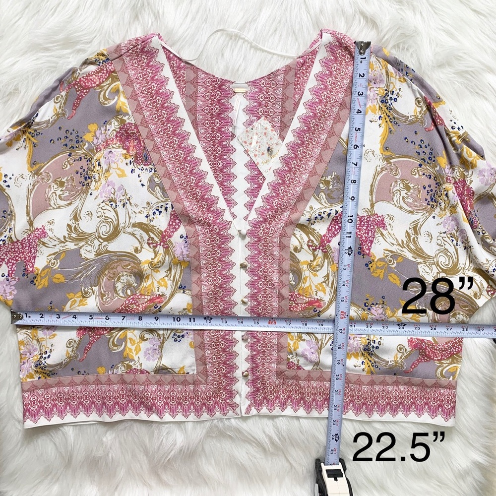 SOLD-NWT Free People Tie Sleeve Kimono Blouse - Picture 7 of 7